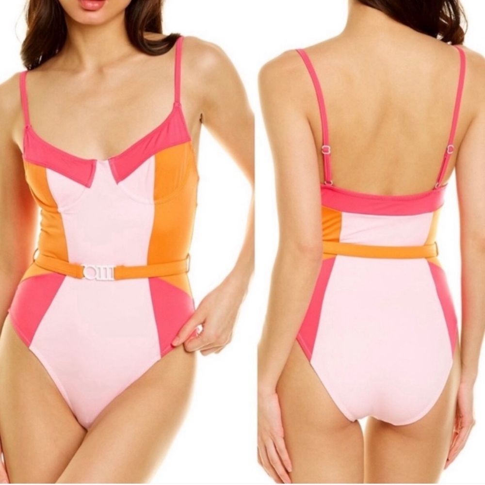 Solid & Striped Spencer Color Block One Piece Bathing Suit Size L